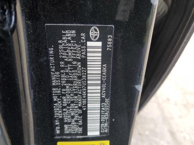 4T1BE46K87U538227 - 2007 TOYOTA CAMRY CE 黑色 照片 13