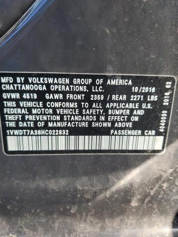 1VWDT7A38HC022832 - 2017 VOLKSWAGEN PASSAT R-LINE Մոխրագույն լուսանկար 12