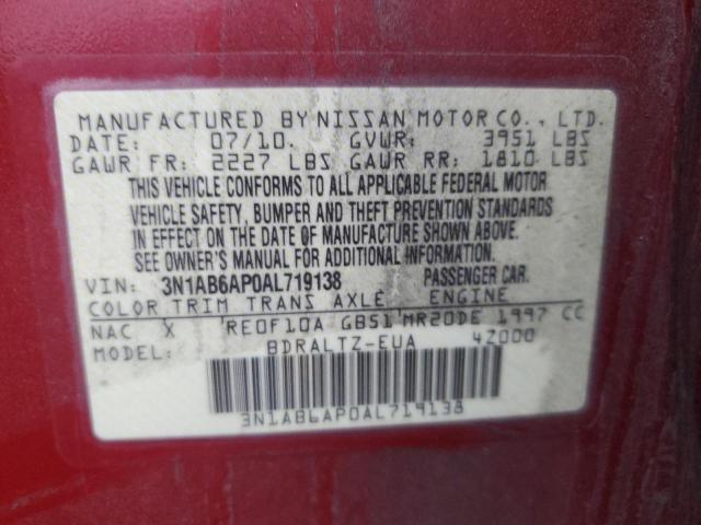 3N1AB6AP0AL719138 - 2010 NISSAN SENTRA 2.0 RED photo 12