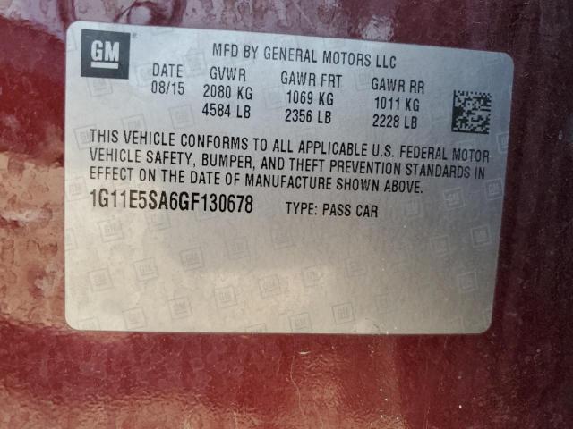1G11E5SA6GF130678 - 2016 CHEVROLET MALIBU LIM LTZ MAROON photo 12