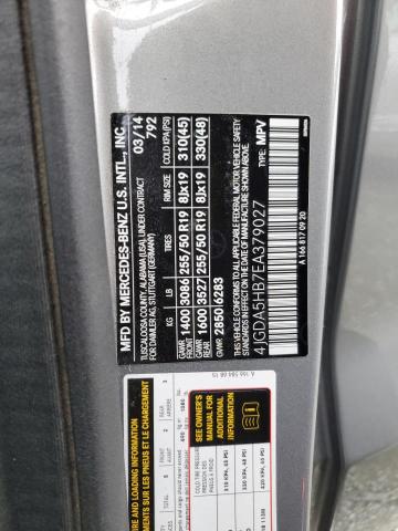 4JGDA5HB7EA379027 - 2014 MERCEDES-BENZ ML 350 4MATIC GRAY photo 13