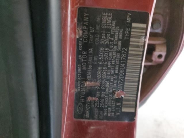 KM8JN72D96U417872 - 2006 HYUNDAI TUCSON GLS MAROON photo 12
