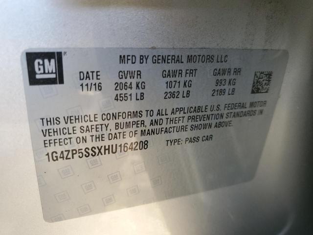 1G4ZP5SSXHU164208 - 2017 BUICK LACROSSE ESSENCE SILVER photo 12