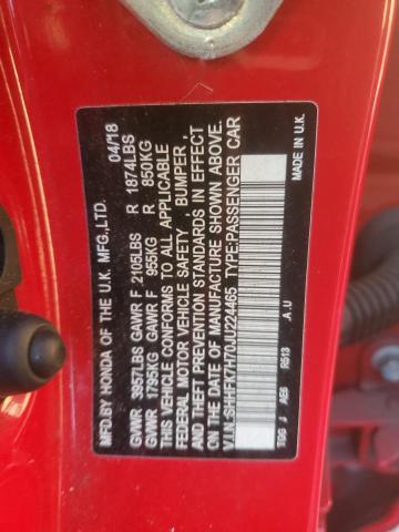SHHFK7H70JU224465 - 2018 HONDA CIVIC EXL RED photo 12