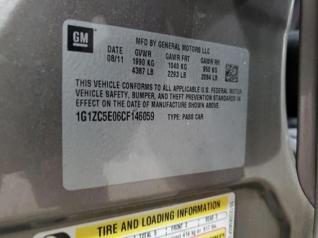 1G1ZC5E06CF146059 - 2012 CHEVROLET MALIBU 1LT GRAY photo 12