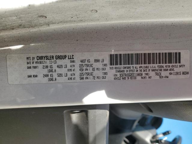 3C6TRVDG2EE110030 - 2014 RAM PROMASTER 2500 HIGH Ақ фото 13
