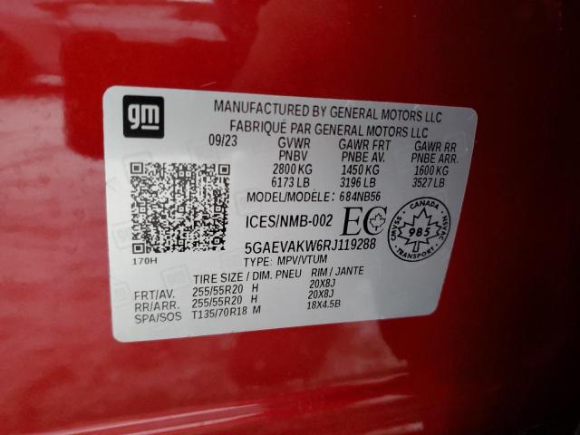 5GAEVAKW6RJ119288 - 2024 BUICK ENCLAVE ESSENCE 红色 照片 14