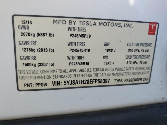 5YJSA1H28EFP68397 - 2014 TESLA MODEL S WHITE photo 13