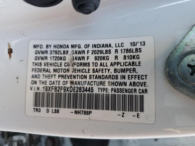 19XFB2F9XDE283445 - 2013 HONDA CIVIC EXL თეთრი ფოტო 14