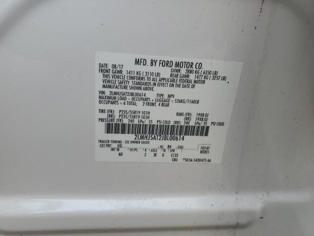 2LMHJ5AT2JBL00614 - 2018 LINCOLN MKT WHITE photo 14