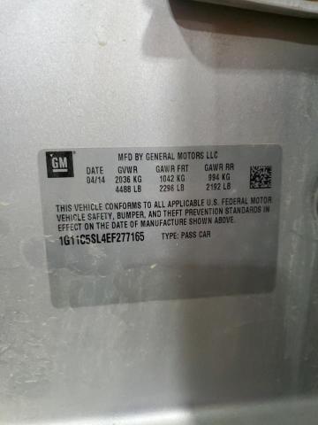 1G11C5SL4EF277165 - 2014 CHEVROLET MALIBU 1LT ვერცხლისფერი ფოტო 13