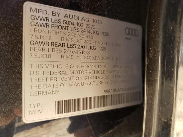 WA18NAF45HA090296 - 2017 AUDI A4 ALLROAD PREMIUM PLUS BLACK photo 12