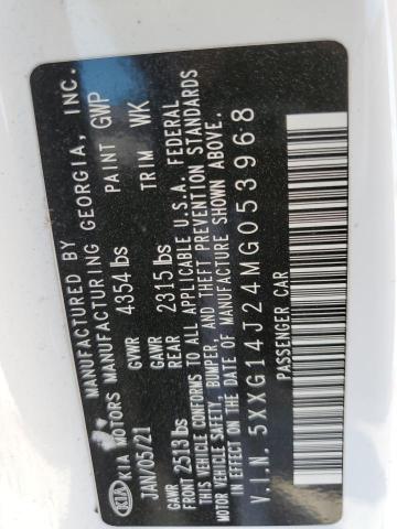 5XXG14J24MG053968 - 2021 KIA K5 LXS WHITE photo 12