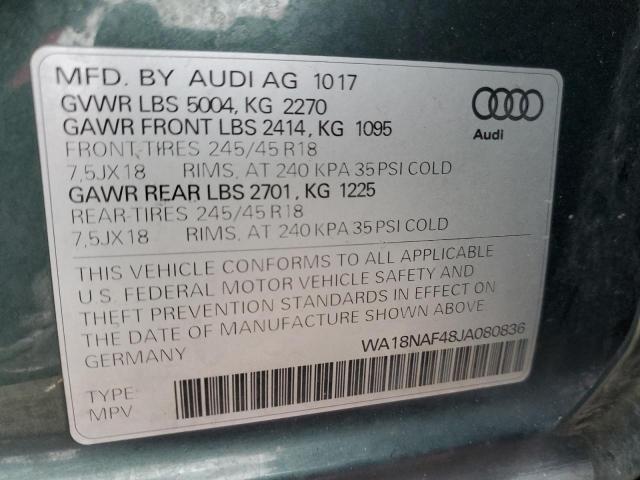WA18NAF48JA080836 - 2018 AUDI A4 ALLROAD PREMIUM PLUS GREEN photo 13