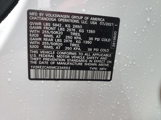 1V2KE2CA5MC234552 - 2021 VOLKSWAGEN ATLAS CROS SE WHITE photo 13