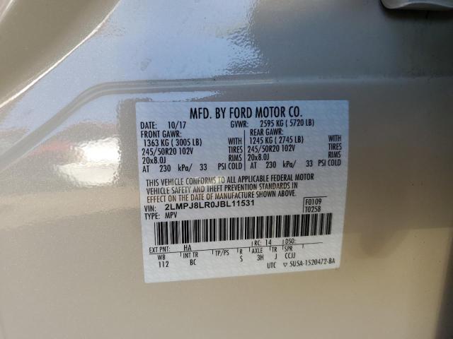 2LMPJ8LR0JBL11531 - 2018 LINCOLN MKX RESERVE Կրեմագույն լուսանկար 13