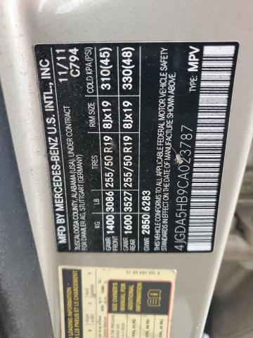 4JGDA5HB9CA023787 - 2012 MERCEDES-BENZ ML 350 4MATIC TAN photo 13