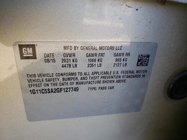 1G11C5SA2GF127749 - 2016 CHEVROLET MALIBU LIM LT 银色 照片 12