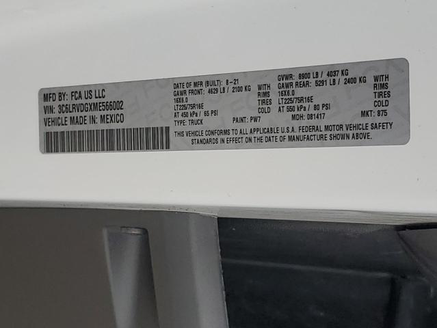3C6LRVDGXME566002 - 2021 RAM PROMASTER 2500 HIGH WHITE photo 13