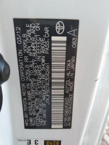 JTKJF5C74C3042661 - 2012 TOYOTA SCION TC 白色 照片 12