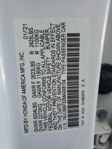 19UUB6F52MA008104 - 2021 ACURA TLX TECH A WHITE photo 12