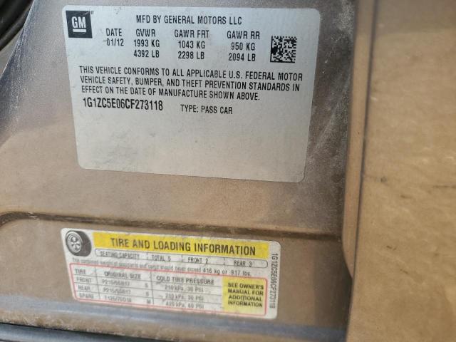 1G1ZC5E06CF273118 - 2012 CHEVROLET MALIBU 1LT ნაცრისფერი ფოტო 12