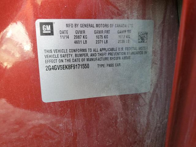 2G4GV5EK8F9171550 - 2015 BUICK REGAL RED photo 12