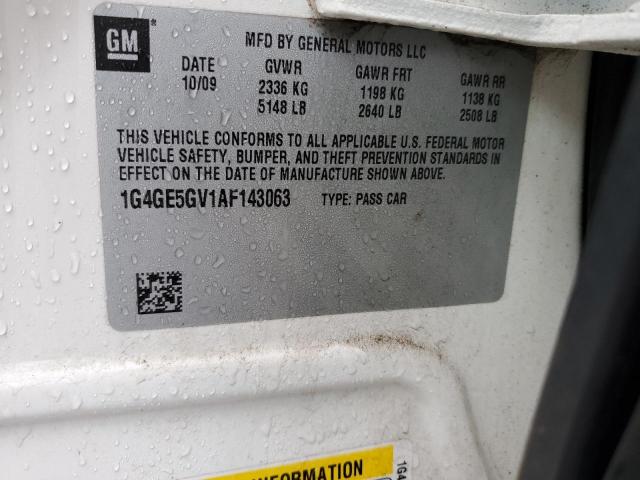 1G4GE5GV1AF143063 - 2010 BUICK LACROSSE CXS WHITE photo 13