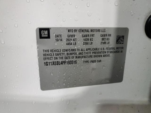 1G11A5SL4FF193516 - 2015 CHEVROLET MALIBU LS თეთრი ფოტო 13