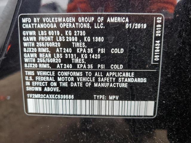 1V2MR2CAXKC539586 - 2019 VOLKSWAGEN ATLAS SEL BLACK photo 13