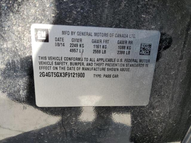 2G4GT5GX3F9121900 - 2015 BUICK REGAL GS Қара фото 12