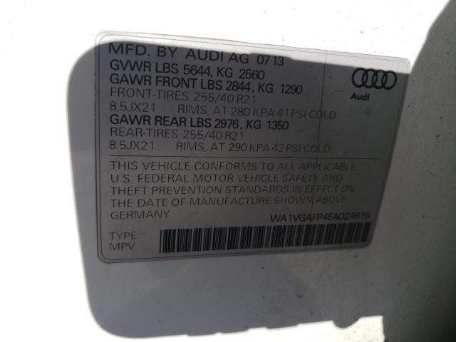 WA1VGAFP4EA024616 - 2014 AUDI SQ5 PRESTIGE WHITE photo 13