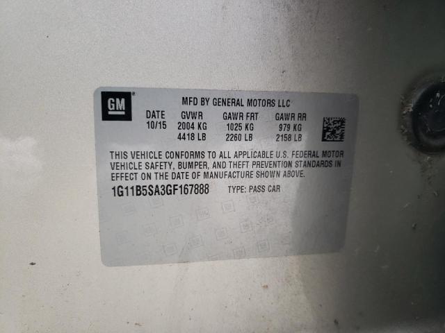 1G11B5SA3GF167888 - 2016 CHEVROLET MALIBU LIM LS Or photo 12