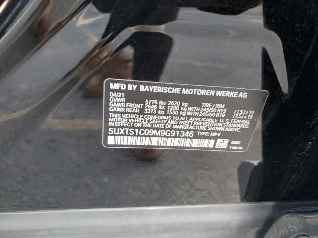 5UXTS1C09M9G91346 - 2021 BMW X3 XDRIVE30E BLACK photo 12