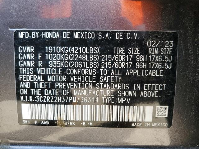 3CZRZ2H37PM736314 - 2023 HONDA HR-V LX Grau Foto 13