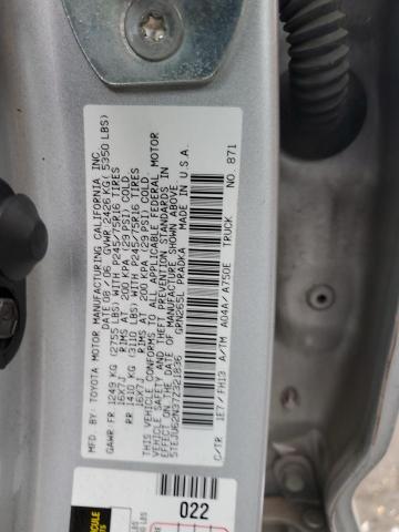 5TEJU62N37Z321836 - 2007 TOYOTA TACOMA DOUBLE CAB PRERUNNER SILVER photo 12