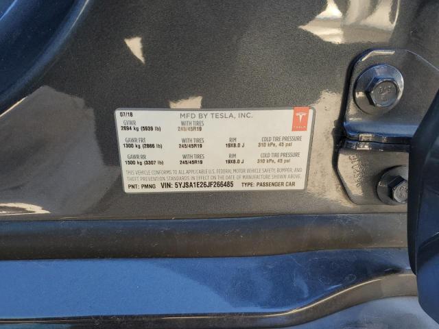 5YJSA1E26JF266485 - 2018 TESLA MODEL S Boz foto 12
