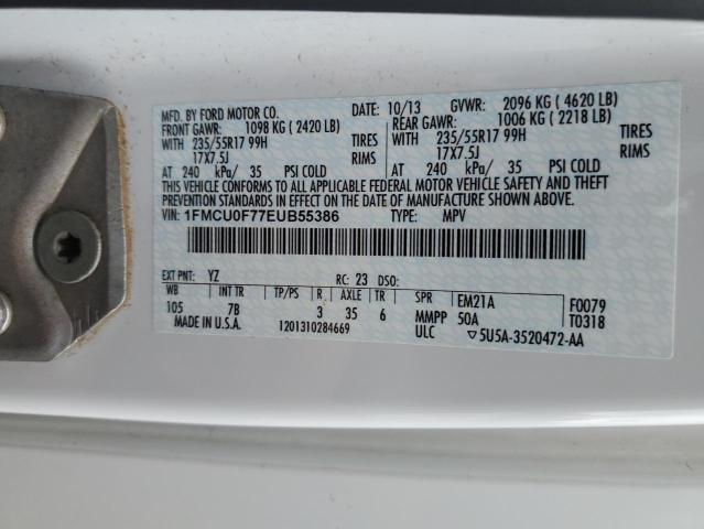 1FMCU0F77EUB55386 - 2014 FORD ESCAPE S WHITE photo 13