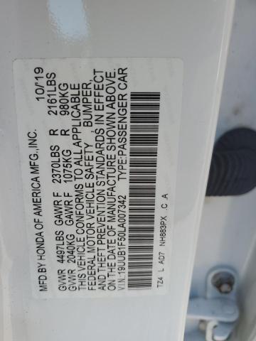 19UUB1F50LA007342 - 2020 ACURA TLX TECHNOLOGY WHITE photo 12