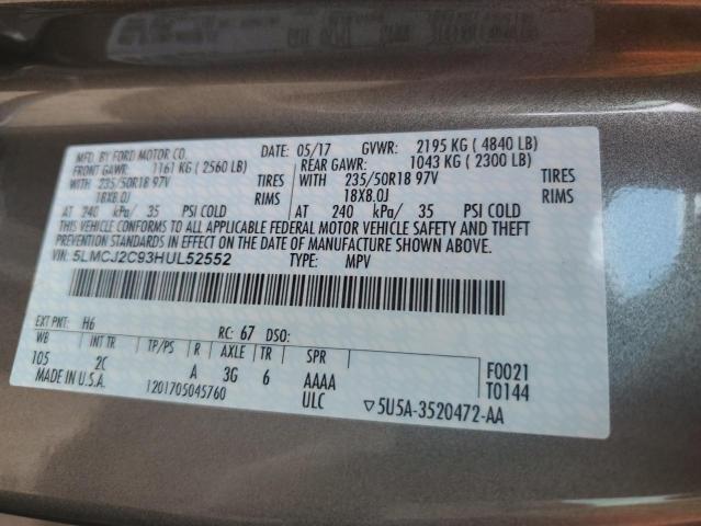 5LMCJ2C93HUL52552 - 2017 LINCOLN MKC SELECT TAN photo 14