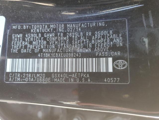 4T1BK1EBXEU098243 - 2014 TOYOTA AVALON BASE 黑色 照片 12
