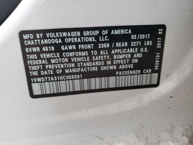 1VWDT7A31HC055591 - 2017 VOLKSWAGEN PASSAT R-LINE Ağ foto 12