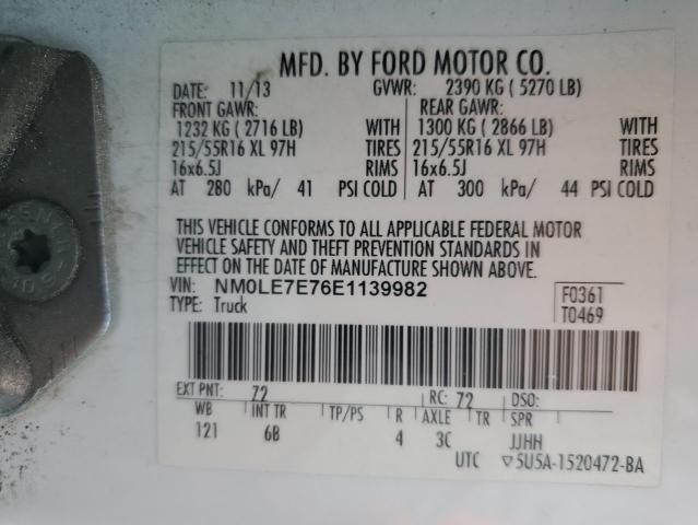 NM0LE7E76E1139982 - 2014 FORD TRANSIT CO XL WHITE photo 13