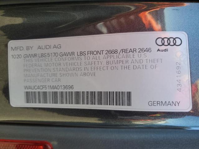 WAUC4CF51MA013696 - 2021 AUDI S5 PREMIUM PLUS ნაცრისფერი ფოტო 13