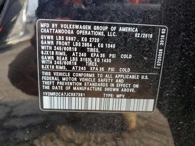 1V2MR2CA7JC557381 - 2018 VOLKSWAGEN ATLAS SEL BLACK photo 12