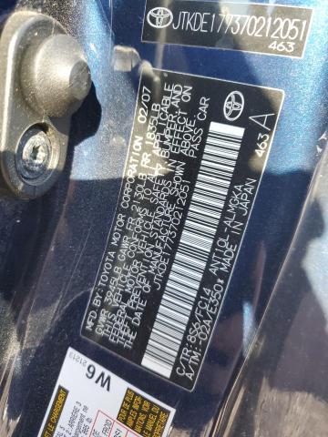 JTKDE177370212051 - 2007 TOYOTA SCION TC 蓝色 照片 12