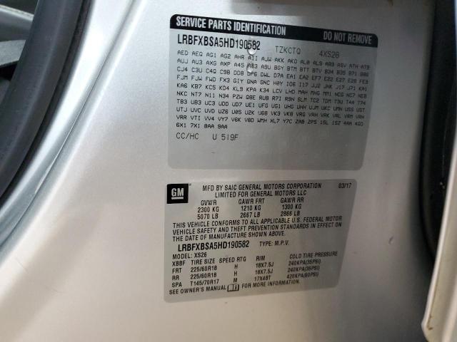 LRBFXBSA5HD190582 - 2017 BUICK ENVISION ESSENCE SILVER photo 13