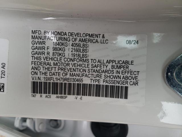 19XFL1H79RE030465 - 2024 HONDA CIVIC EXL თეთრი ფოტო 13