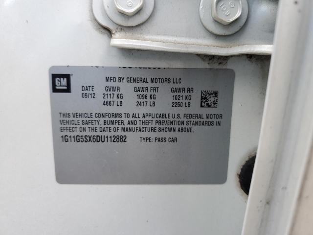 1G11G5SX6DU112882 - 2013 CHEVROLET MALIBU 3LT თეთრი ფოტო 12