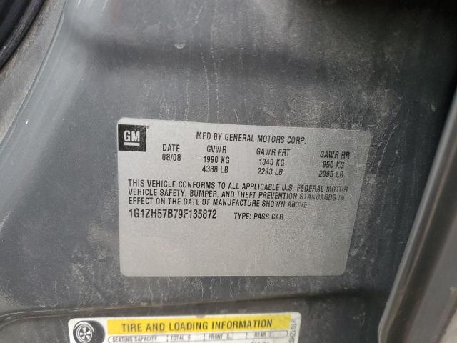 1G1ZH57B79F135872 - 2009 CHEVROLET MALIBU 1LT GRAY photo 12